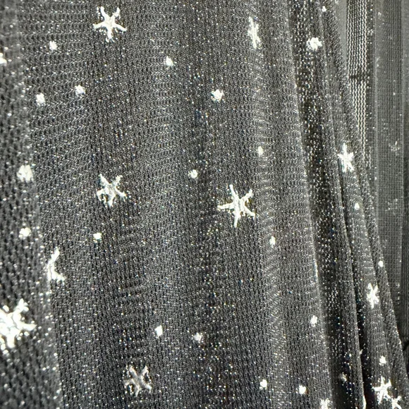 Unique Vintage Celestial Dream Gown Black Silver Star Maxi Dress L - Picture 9 of 15